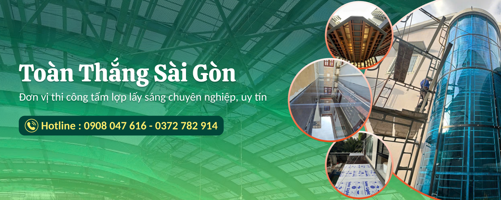 Thi công tấm lợp lấy sáng polycarbonate
